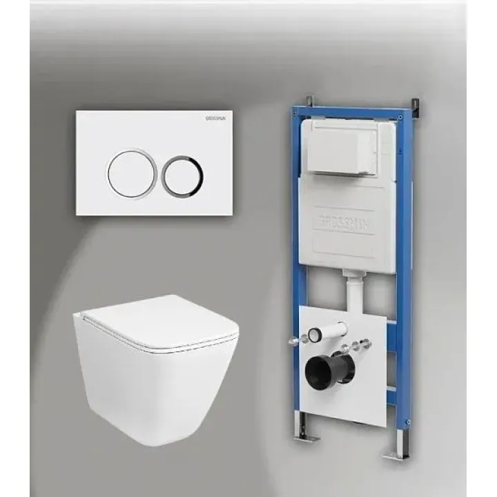 Комплект GROSSMAN инсталляция 900.K31.01.000 + клавиша смыва 700.K31.01.000.000 белый + унитаз GR-4479SQC