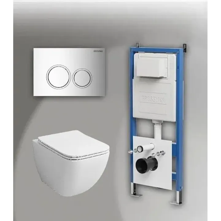 Комплект GROSSMAN инсталляция 900.K31.01.000 + клавиша смыва 700.K31.01.100.100 хром глянцевый + унитаз GR-4447S