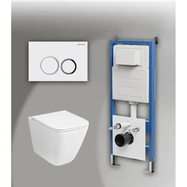 Комплект GROSSMAN инсталляция 900.K31.01.000 + клавиша смыва 700.K31.01.000.000 белый + унитаз GR-4497SQC