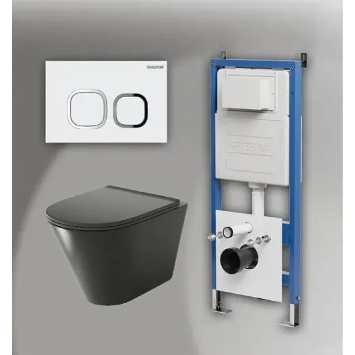 Комплект GROSSMAN инсталляция 900.K31.01.000 + клавиша смыва 700.K31.02.000.000 белый + унитаз GR-4477BMS