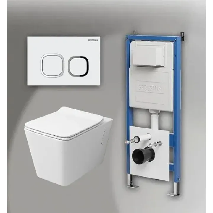Комплект GROSSMAN инсталляция 900.K31.01.000 + клавиша смыва 700.K31.02.000.000 белый + унитаз GR-4414S