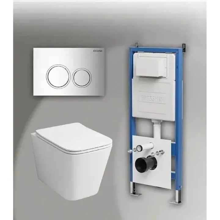 Комплект GROSSMAN инсталляция 900.K31.01.000 + клавиша смыва 700.K31.01.100.100 хром глянцевый + унитаз GR-4441S