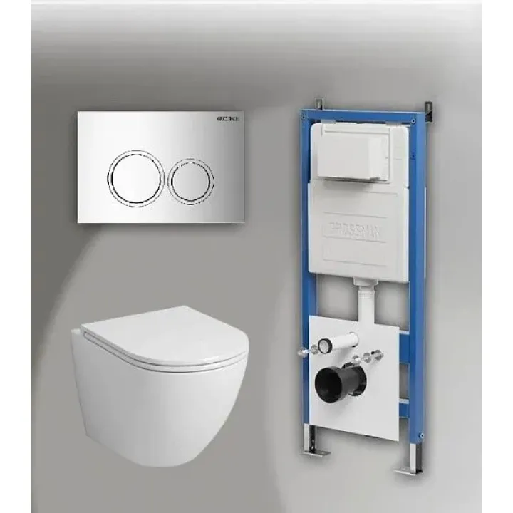 Комплект GROSSMAN инсталляция 900.K31.01.000 + клавиша смыва 700.K31.01.100.100 белый + унитаз GR-4455S