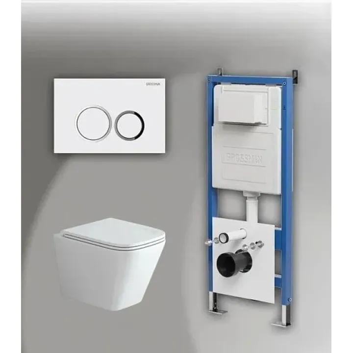 Комплект GROSSMAN инсталляция 900.K31.01.000 + клавиша смыва 700.K31.01.000.000 белый + унитаз GR-4479SQ