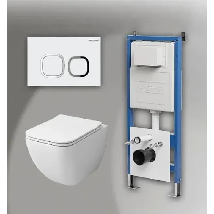Комплект GROSSMAN инсталляция 900.K31.01.000 + клавиша смыва 700.K31.02.000.000 белый + унитаз GR-4447S