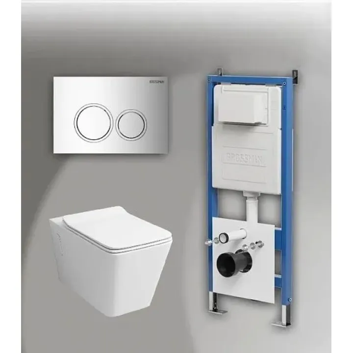 Комплект GROSSMAN инсталляция 900.K31.01.000 + клавиша смыва 700.K31.01.100.100 хром глянцевый + унитаз GR-4414S