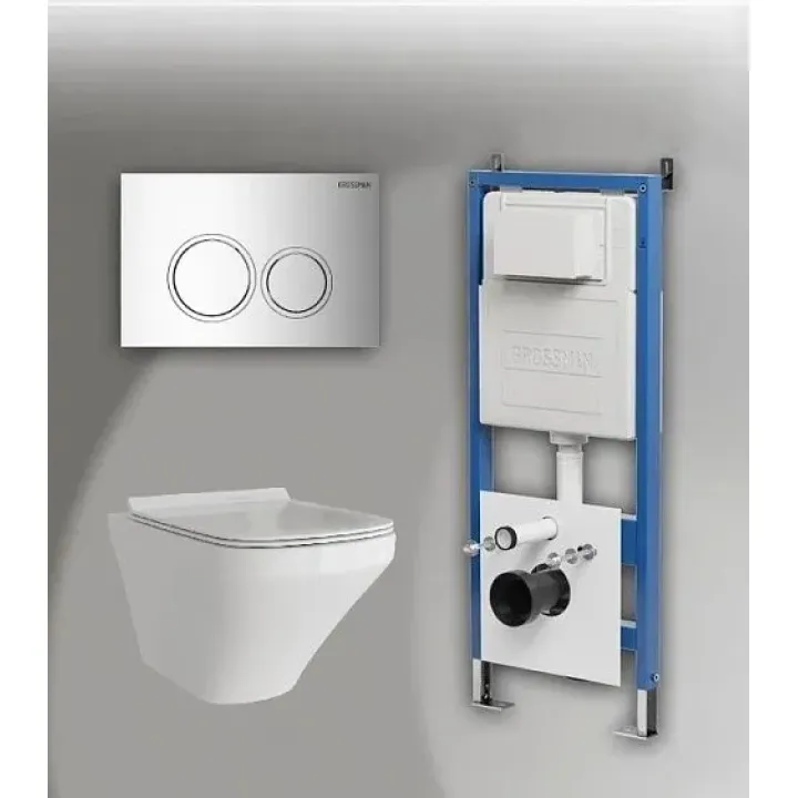 Комплект GROSSMAN инсталляция 900.K31.01.000 + клавиша смыва 700.K31.01.100.100 хром глянцевый + унитаз GR-4440S