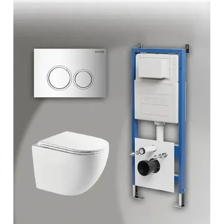 Комплект GROSSMAN инсталляция 900.K31.01.000 + клавиша смыва 700.K31.01.100.100 хром глянцевый + унитаз GR-4411SQC