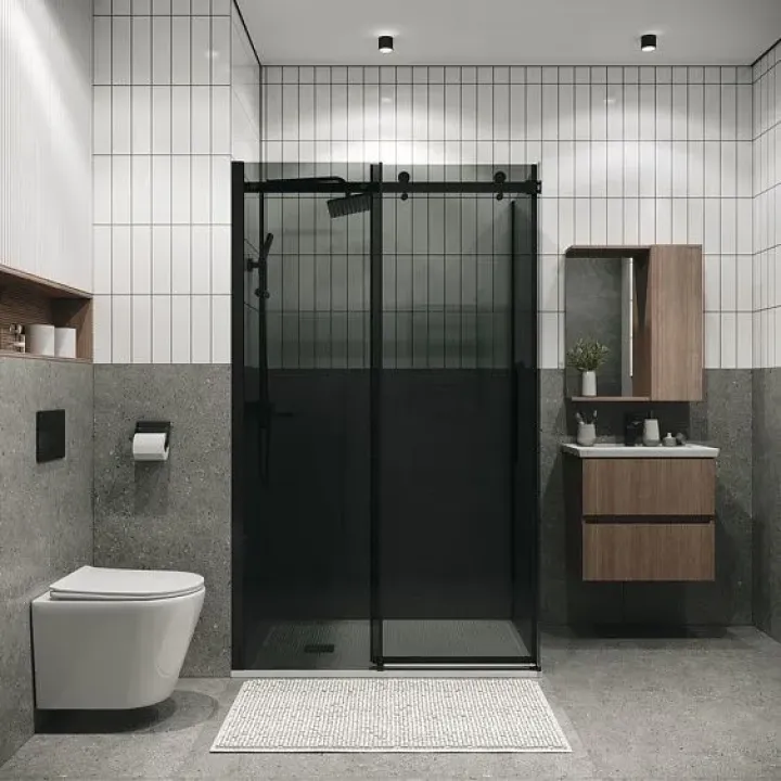 Душевое ограждение GROSSMAN 100.K33.04.110.21.10-200.K33.04.80.21.10 черный матовый