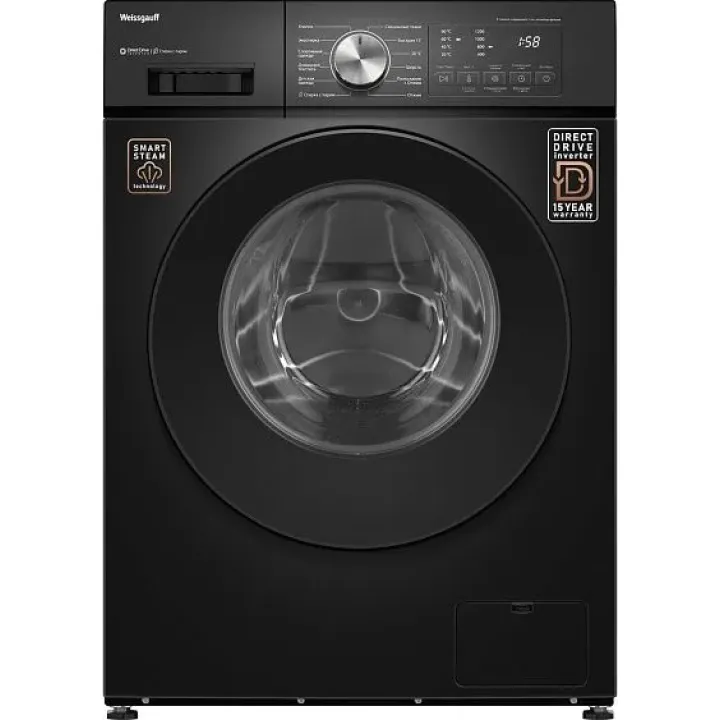 Стиральная машина WEISSGAUFF WM 45127 Direct Drive Inverter Steam Black