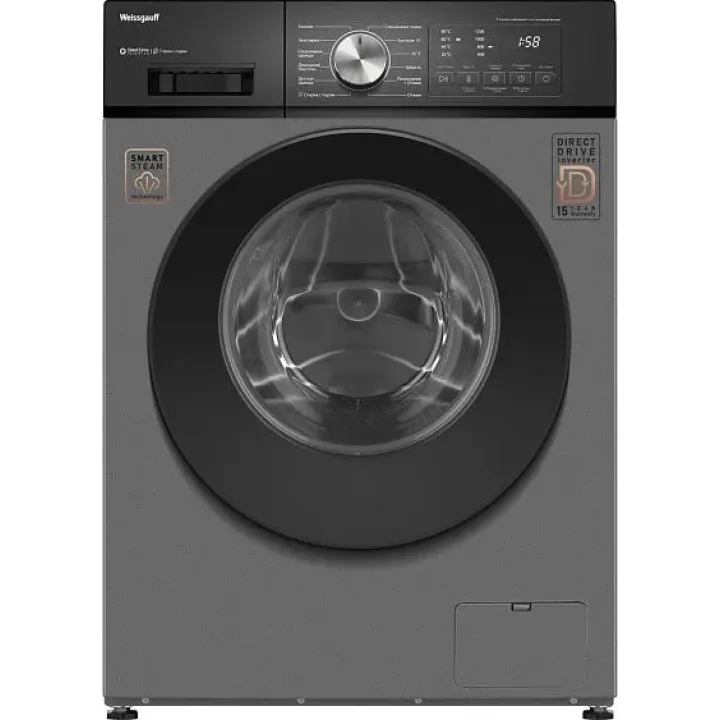 Стиральная машина WEISSGAUFF WM 45127 Direct Drive Inverter Steam Deep Grey